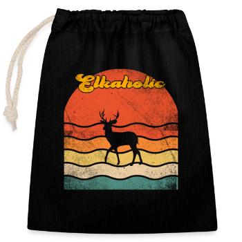 Chasse à l’élan Elkaholic Hunters - Sac cadeau en coton avec cordon (25 x 30 cm) - noir - Devant