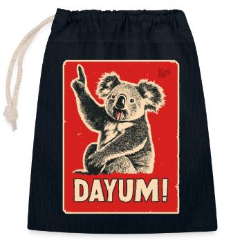 Koala lève le doigt et dit : Merde ! - Sac cadeau en coton avec cordon (25 x 30 cm) - bleu marine - Devant