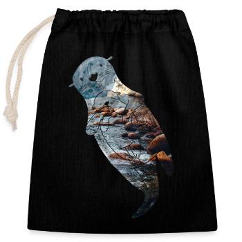 Otter River - Closable cotton gift bag (25x30cm) - black - Front