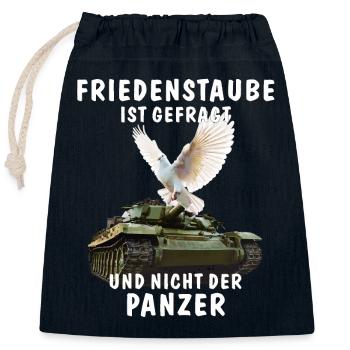 DOVE OF PEACE IS IN DEMAND - Closable cotton gift bag (25x30cm) - navy - Front