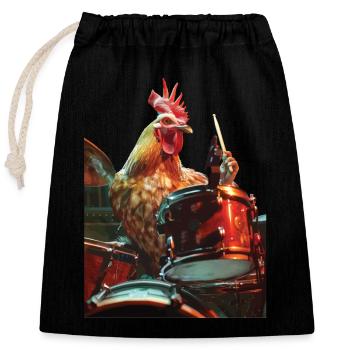 Tap Drums - Closable cotton gift bag (25x30cm) - black - Front