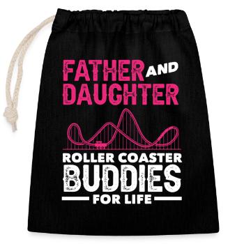 Roller Coaster Father And Daughter Friends - Closable cotton gift bag (25x30cm) - black - Front