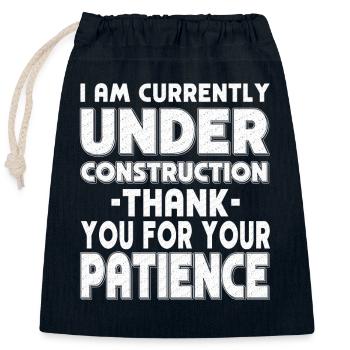 En construction Merci de votre patience - Sac cadeau en coton avec cordon (25 x 30 cm) - bleu marine - Devant