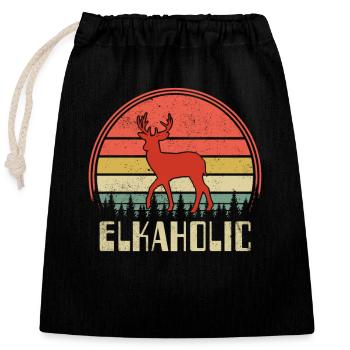 Chasse à l’élan Elkaholic Hunters - Sac cadeau en coton avec cordon (25 x 30 cm) - noir - Devant