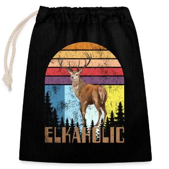 Chasse à l’élan Elkaholic Hunters - Sac cadeau en coton avec cordon (25 x 30 cm) - noir - Devant