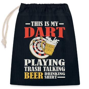 Darts Play Trash Talk Beer Drinking - Closable cotton gift bag (25x30cm) - navy - Front