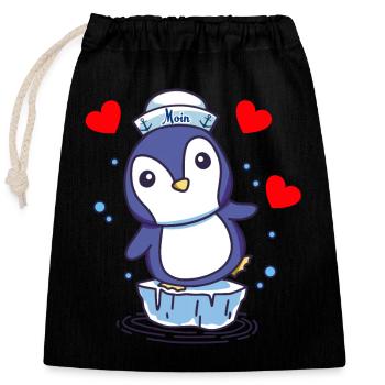 Pingouin Pingouins Enfants Enfant Babay Bambins - Sac cadeau en coton avec cordon (25 x 30 cm) - noir - Devant