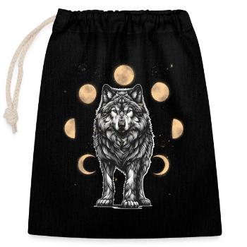 Mondphase Wolf Werwolf Halloween mystisch Wölfe - Verschließbarer Geschenkbeutel aus Baumwolle (25x30cm) - Schwarz - Vorne