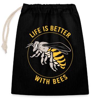 Beekeeper - Closable cotton gift bag (25x30cm) - black - Front