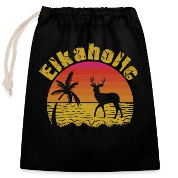 Chasse à l’élan Elkaholic Hunters - Sac cadeau en coton avec cordon (25 x 30 cm) - noir - Devant