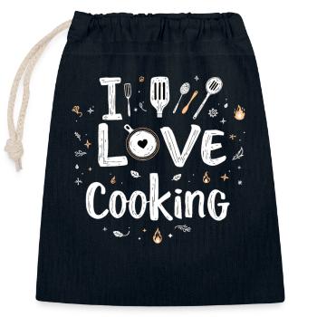 I Love Cooking Cooking Cooking Kitchen Cooking Cook - Closable cotton gift bag (25x30cm) - navy - Front