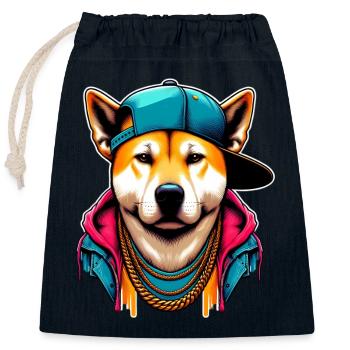 Dog - Closable cotton gift bag (25x30cm) - navy - Front