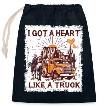 I Got A Heart Like A Truck - Closable cotton gift bag (25x30cm) - navy - Front