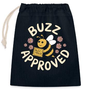 Bee-friendly gardener, pollinator, garden and - Closable cotton gift bag (25x30cm) - navy - Front