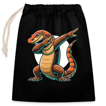 Dragon de Komodo, Lézard varan, Reptile, Dabbing - Sac cadeau en coton avec cordon (25 x 30 cm) - noir - Devant