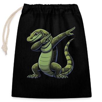 Dragon de Komodo, Lézard varan, Reptile, Dabbing - Sac cadeau en coton avec cordon (25 x 30 cm) - noir - Devant