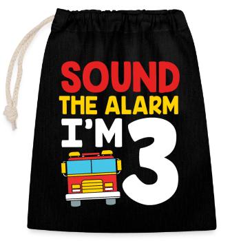 Fire Truck Children's Birthday Party - Closable cotton gift bag (25x30cm) - black - Front