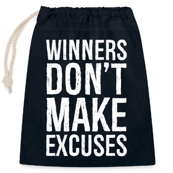 winners don't make excuses - Closable cotton gift bag (25x30cm) - navy - Front