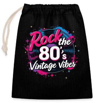 Rock Les années 80 Fête Fête Look rétro des années 80 - Sac cadeau en coton avec cordon (25 x 30 cm) - noir - Devant