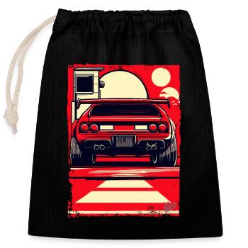 Sports car - Closable cotton gift bag (25x30cm) - black - Front