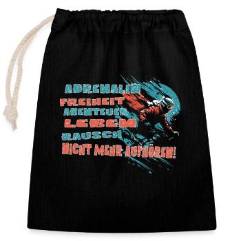 Ski fahren Adrenalin - Skifahrer im Rausch - Verschließbarer Geschenkbeutel aus Baumwolle (25x30cm) - Schwarz - Vorne