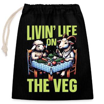 Vegetarian Livin' Life On The Veg Healthy Eating - Closable cotton gift bag (25x30cm) - black - Front