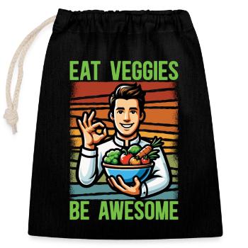Vegetarian Eat Veggies Be Awesome Nutritionist - Verschließbarer Geschenkbeutel aus Baumwolle (25x30cm) - Schwarz - Vorne