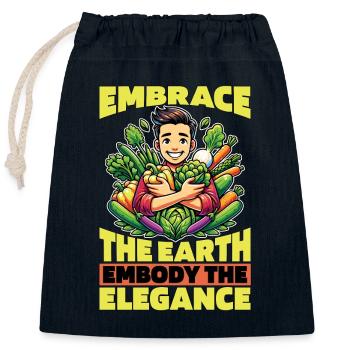 Vegetarian Embrace The Earth Veganism Vegetarians - Verschließbarer Geschenkbeutel aus Baumwolle (25x30cm) - Navy - Vorne