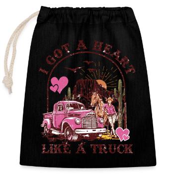 Ich habe ein Herz wie ein Truck - Verschließbarer Geschenkbeutel aus Baumwolle (25x30cm) - Schwarz - Vorne