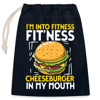 I m into fitness cheeseburger in my mouth - Verschließbarer Geschenkbeutel aus Baumwolle (25x30cm) - Navy - Vorne