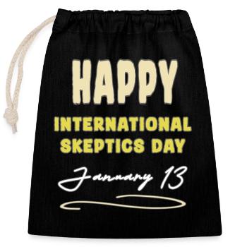 Internationaler Tag der Skeptiker - Verschließbarer Geschenkbeutel aus Baumwolle (25x30cm) - Schwarz - Vorne