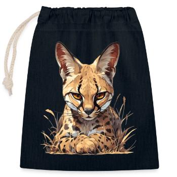 Servale Serval - Verschließbarer Geschenkbeutel aus Baumwolle (25x30cm) - Navy - Vorne
