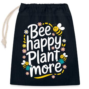 Bee-friendly gardener, pollinator, garden and - Closable cotton gift bag (25x30cm) - navy - Front
