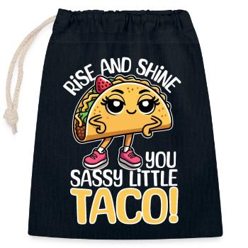 Lève-toi et brille, vilain petit taco - Sac cadeau en coton avec cordon (25 x 30 cm) - bleu marine - Devant