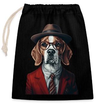 Beagle - Verschließbarer Geschenkbeutel aus Baumwolle (25x30cm) - Schwarz - Vorne