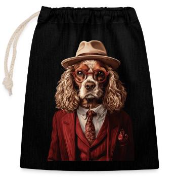 Cocker Spaniel - Verschließbarer Geschenkbeutel aus Baumwolle (25x30cm) - Schwarz - Vorne