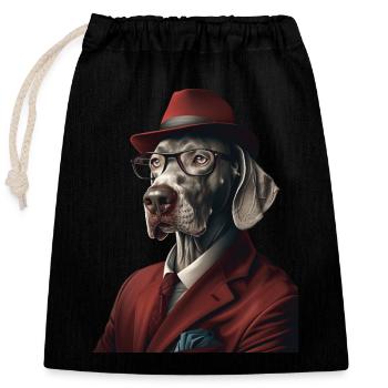 Weimaraner - Verschließbarer Geschenkbeutel aus Baumwolle (25x30cm) - Schwarz - Vorne