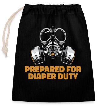 Prêt pour le changement de couche : une déclaration cool - Sac cadeau en coton avec cordon (25 x 30 cm) - noir - Devant