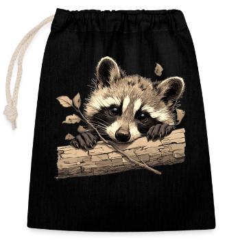 Waschbären Waschbär - Verschließbarer Geschenkbeutel aus Baumwolle (25x30cm) - Schwarz - Vorne