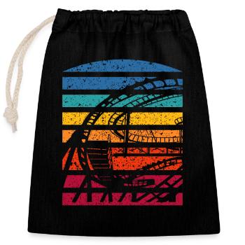Rétro montagnes russes silhouette aventure - Sac cadeau en coton avec cordon (25 x 30 cm) - noir - Devant