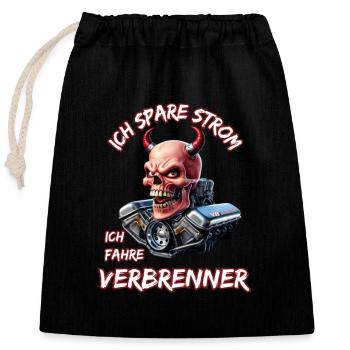 J’économise de l’électricité Je conduis des moteurs à combustion - Sac cadeau en coton avec cordon (25 x 30 cm) - noir - Devant