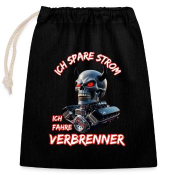 J’économise de l’électricité Je conduis des moteurs à combustion - Sac cadeau en coton avec cordon (25 x 30 cm) - noir - Devant