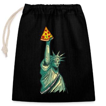 Statue de la Liberté avec torche à pizza Artwork Nouveau - Sac cadeau en coton avec cordon (25 x 30 cm) - noir - Devant