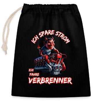 J’économise de l’électricité Je conduis des moteurs à combustion - Sac cadeau en coton avec cordon (25 x 30 cm) - noir - Devant