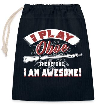I Play Oboe Therefore I Am Awesome - Closable cotton gift bag (25x30cm) - navy - Front