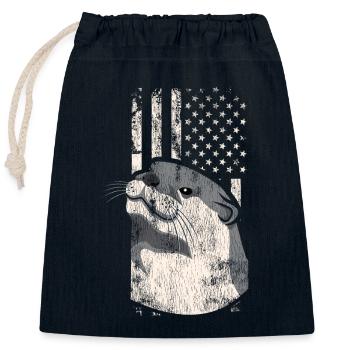 Otter American Flag - Closable cotton gift bag (25x30cm) - navy - Front