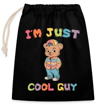 i am just cool guy Tedybär Bär - Closable cotton gift bag (25x30cm) - black - Front