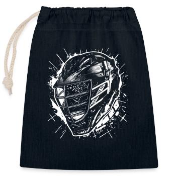 Lacrosse Helmet Drawing - Closable cotton gift bag (25x30cm) - navy - Front