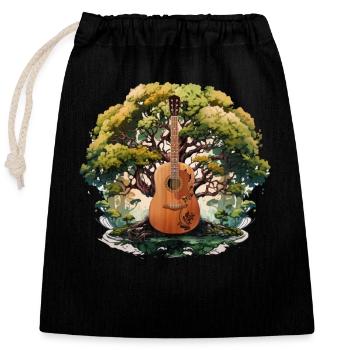 Yggdrasil Nature Musicien Arbre De Vie - Sac cadeau en coton avec cordon (25 x 30 cm) - noir - Devant