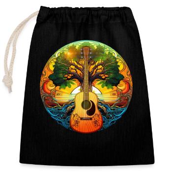 Yggdrasil Nature Musicien Arbre De Vie - Sac cadeau en coton avec cordon (25 x 30 cm) - noir - Devant